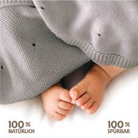 Merle Strick-Babydecke mit Lochmuster 80x100 - Elefantengrau