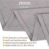Merle Strick-Babydecke mit Lochmuster 80x100 - Elefantengrau