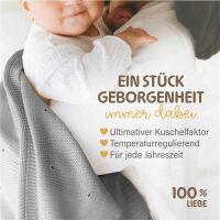 Merle Strick-Babydecke mit Lochmuster 80x100 - Elefantengrau