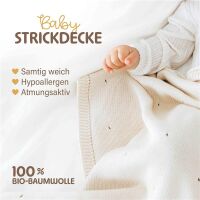 Merle Strick-Babydecke mit Lochmuster 80x100 -...