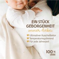Merle Strick-Babydecke mit Lochmuster 80x100 - Perlweiß