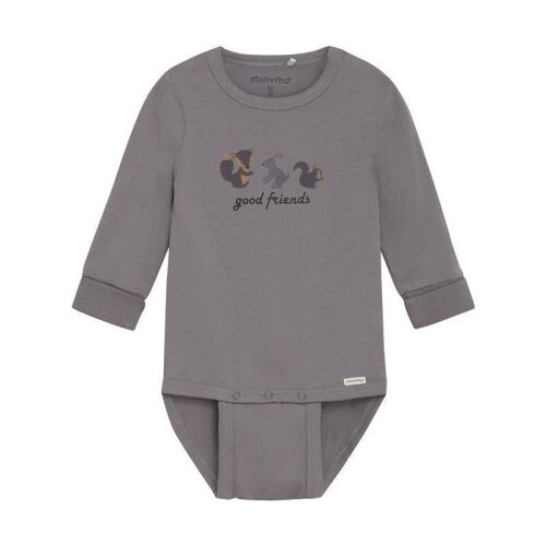 Minymo Langarm-Body Ext. 114049 Fb.1856 Good-Friends Grau