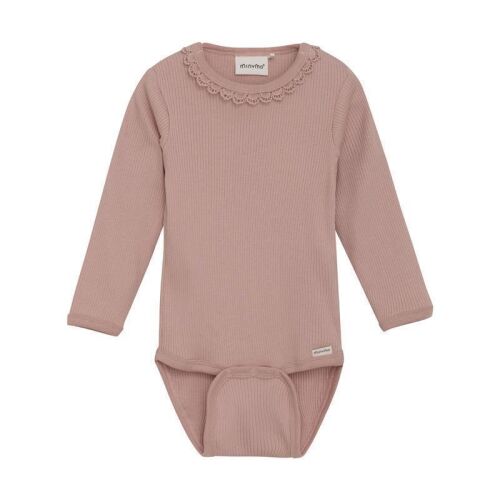 Minymo Langarm-Body 114052 Fb.5240 Pastellrosa Ripp