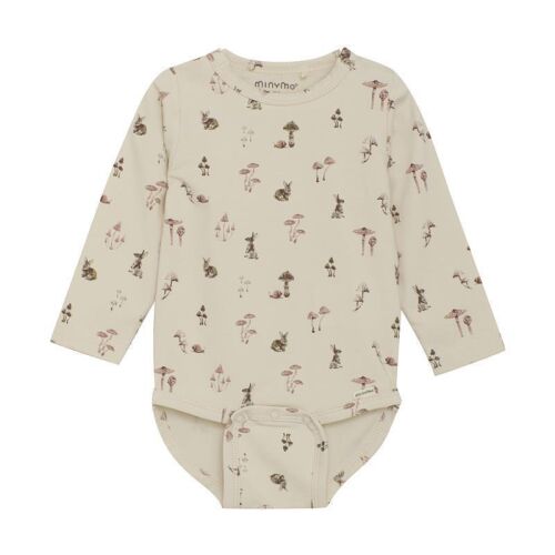 Minymo Langarm-Body 114050 Hasen und Pilze Fb.2015 creme