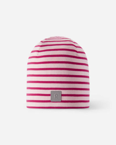 Reima Fleece-Jersey Beanie Tantsu 5300208A Col.4011 Rosa-Rot gestreift