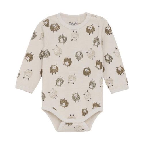 Celavi Langarm Body aus Wolle & Viskose 330615 Schafe Fb. 2313 creme