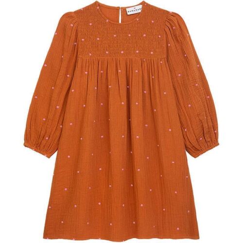 Danamade Langarm Muselin-Kleid DFRANKA - D3125-048 Kupferbraun