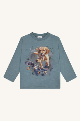 Hust & Claire Langarm-Shirt Anton Skater Dog 44445-3140 Iron Blue