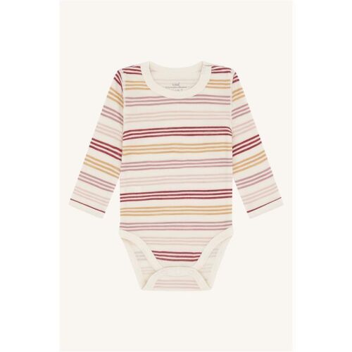 Hust & Claire Langarm-Body aus Wolle-Viskose Baloo 3-Stripes 38375-3290 gestreift creme/rosa/gelb