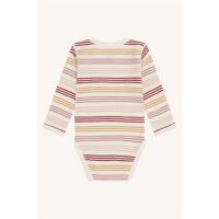 Hust & Claire Langarm-Body aus Wolle-Viskose Baloo 3-Stripes 38375-3290 gestreift creme/rosa/gelb