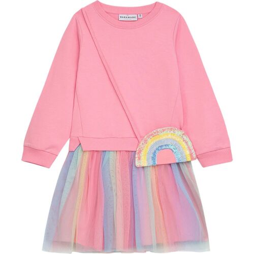 Danamade Langarm Kleid mit Tüllrock DMARA - D3125-012 Rosa/Regenbogen