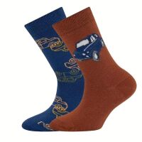Ewers Socken 2er Pack Autos 201595-0001 Blau/Kupfer
