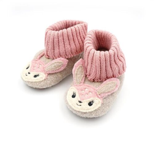 Maximo Hausschuhe aus Wolle Reh 938600 Fb.6217 Grau/Rosa