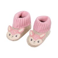Maximo Hausschuhe aus Wolle Reh 938600 Fb.6217 Grau/Rosa