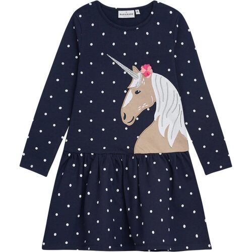 Danamade Langarm Kleid DFERAY D3125-037 - Navy mit Einhorn