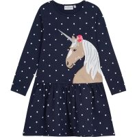 Danamade Langarm Kleid DFERAY D3125-037 - Navy mit Einhorn