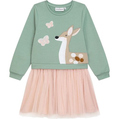 Danamade Langarm Kleid mit Tüllrock DLINNEA - D3125-015 Mint/Rosa mit Reh