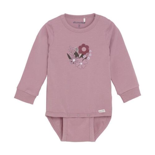 Minymo Langarm-Body 114110-4200 Altrosa mit Blume