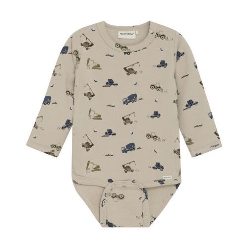 Minymo Langarm-Body 114113 Fb. 2306 Baufahrzeuge beige