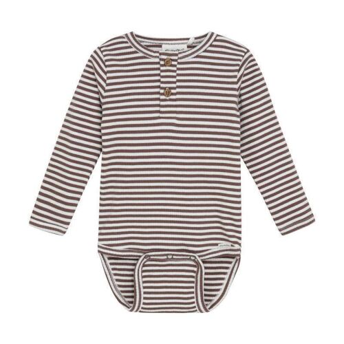 Minymo Langarm-Body 114158 Fb. 2502 gestreift braun/weiß
