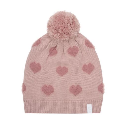 Minymo Strickmütze mit Bommel 164054 Fb.5240 Herzen Rosa