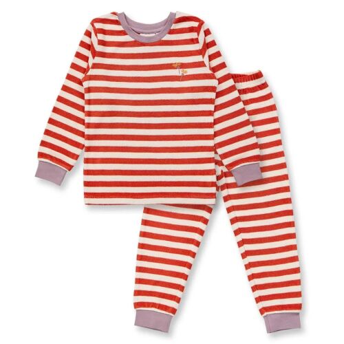 Sense Organics Pyjama Frottee 2529218-391043 Blume gestreift coral/weiß