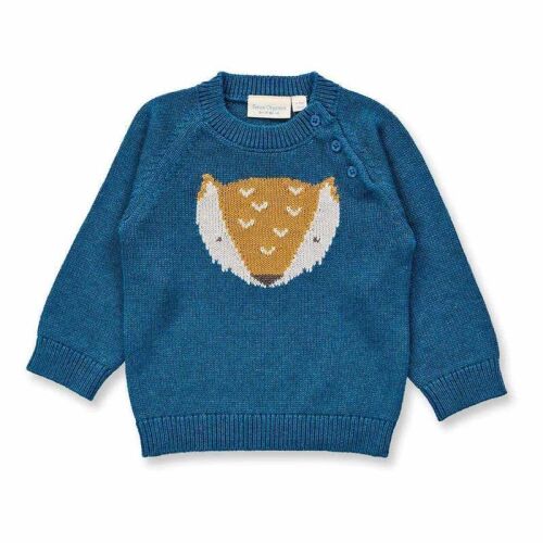 Sense Organics Baby Strickpullover Navin 2527102-200286 Fuchs auf Blau