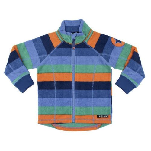 Villervalla Fleece-Jacke Atlas 812AW gestreift - Blau/Grün/Orange