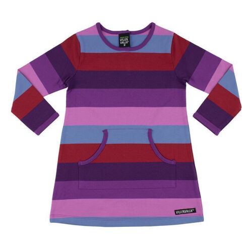Villervalla Langarm-Kleid 125AW Himalaya lila/rot/rosa gestreift