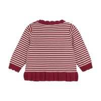 Minymo Strickpullover Rentier 114167-4988 Rot-Weiß gestreift