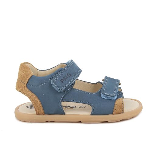 Primigi Barfuß-Sandale Leder mit 2 Klett 1416600 Blau/Beige