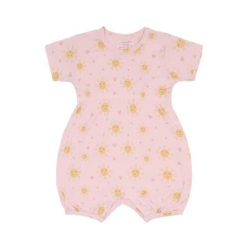 Hust & Claire Sommer-Spieler/Strampler aus Bambus Milu Monkey Sun 4319 Rosa/Sonnen
