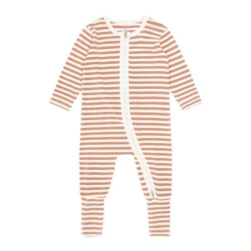 Hust & Claire La-Strampler aus Bambus Mulle Skyway 38416-3688 weiß-cognac gestreift