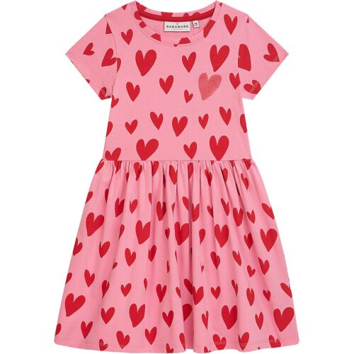 Danamade Kurzarm Kleid DLINNI - D1126-007 Candy rosa mit Herzen