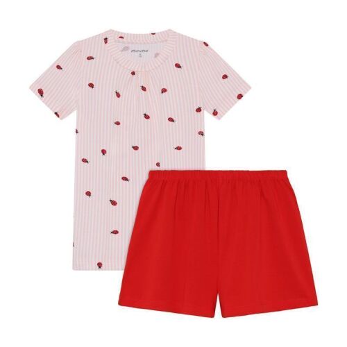 Minymo Sommer Set / Pyjama 124383 Fb. 5003 mit Marienkäfern rosa/rot