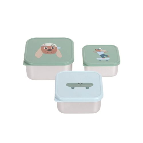 Lässig Edelstahl Snackbox Set Tiny Team Dog