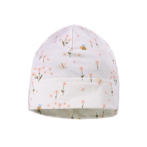 Maximo Baby-Beanie rosa Blümchen 158300-34 weiß
