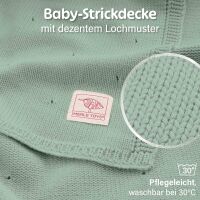 Merle Strick-Babydecke mit Lochmuster 80x100 -...