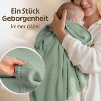 Merle Strick-Babydecke mit Lochmuster 80x100 - Salbeigrün