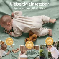 Merle Strick-Babydecke mit Lochmuster 80x100 - Salbeigrün