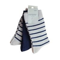 Minipop Socken 3-Pack MP33 Navy-Weiß gestreift