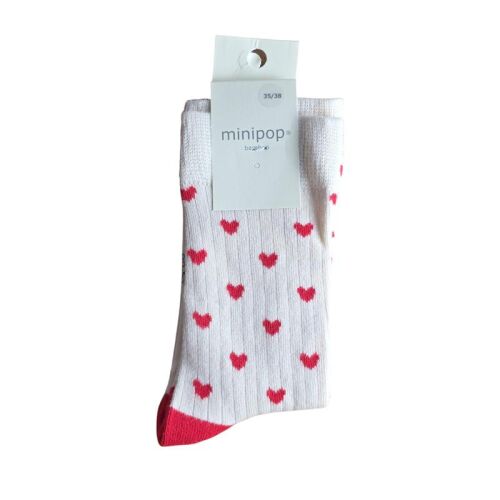 Minipop Socken aus Bambus Herzen MP35 Bright Red