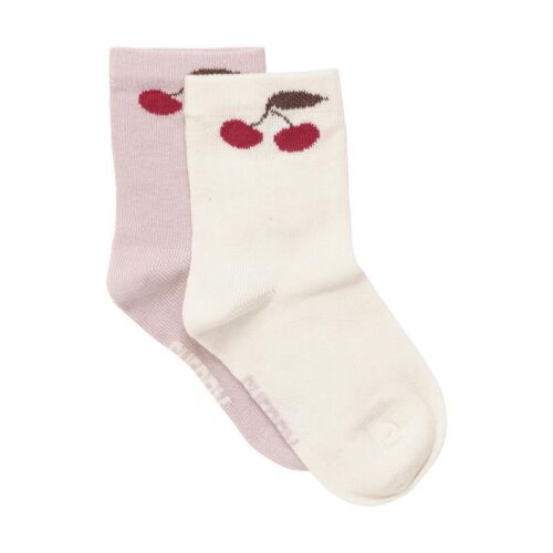 Minymo 2-Pack Socken 6634 Fb.596 Kirschen beige/altrosa