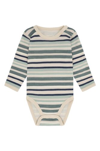 Hust & Claire LA-Body aus Wolle-Viskose Baloo Multi 540063-4501 grün/beige gestreift