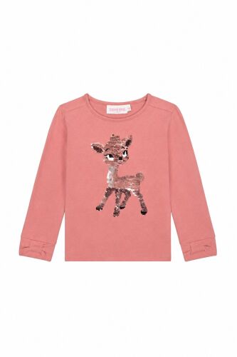 Someone Langarm Shirt Magali-SG-03-D - Old Pink mit Pailleten-Bambi