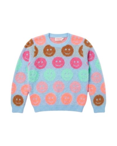 Someone Flausch-Pullover Veerle-SG-12-A Light Blue - Bunte Smileys