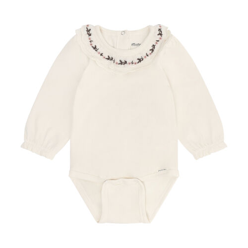 Minymo Langarm-Body 114400 Fb. 1026 Blumenkragen Uni beige