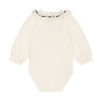 Minymo Langarm-Body 114400 Fb. 1026 Blumenkragen Uni beige