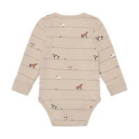 Minymo Langarm-Body mitwachsend 114406-1206 Bauernhoftiere beige
