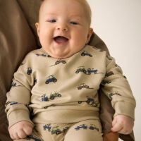 Minymo Baby-Sweater aus Bambus Traktoren114418 Fb.1206 beige